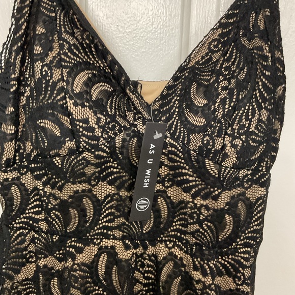 As U Wish Black and Gold Lace Mini Dress - Picture 5 of 8